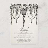 Carte D'accompagnement Lustre à fleurs noir blanc Détails du Mariage (Devant)