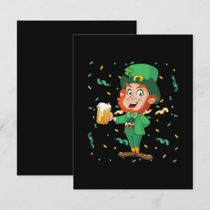 Carte D'accompagnement Lutin buvant de la bière St. Patrick's Day
