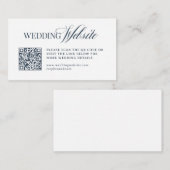 Carte D'accompagnement Luxe Bleu Nuit | Code QR du site Web de mariage (Devant / Derrière)