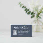 Carte D'accompagnement Luxe Bleu Nuit | Code QR du site Web de mariage (Debout devant)