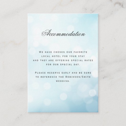Carte D'accompagnement Luxe Blue Mariage Détails de l'hébergement (Devant)