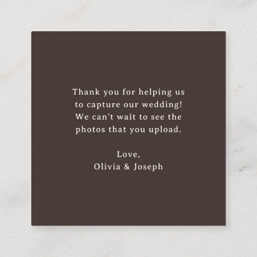 Carte D'accompagnement Luxe Brown | QR Code Wedding Capture the Love (Dos)