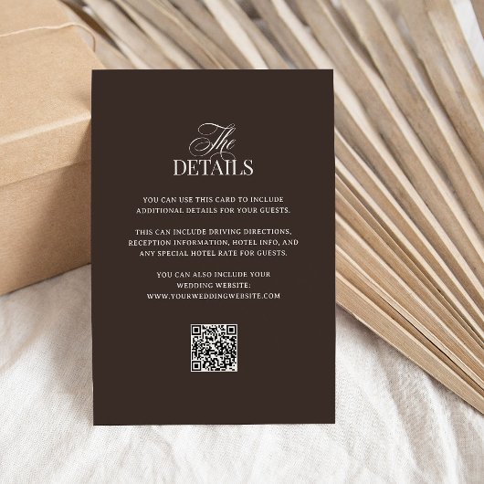 Carte D'accompagnement Luxe Brown | QR Code Wedding Guest Details