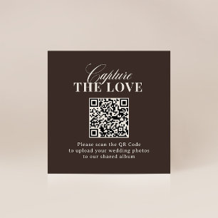 Carte D'accompagnement Luxe Brun Code QR de mariage Capturer l'Amour