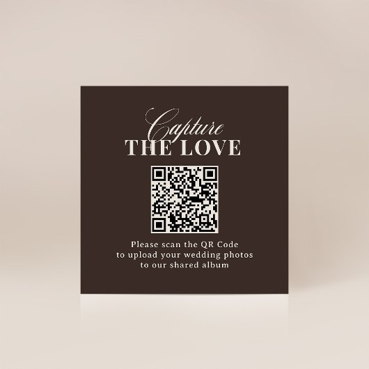 Carte D'accompagnement Luxe Brun | Code QR de mariage Capturer l'Amour