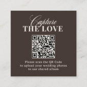 Carte D'accompagnement Luxe Brun | Code QR de mariage Capturer l'Amour (Devant)