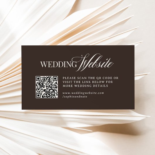 Carte D'accompagnement Luxe Brun | Code QR du site Web de mariage