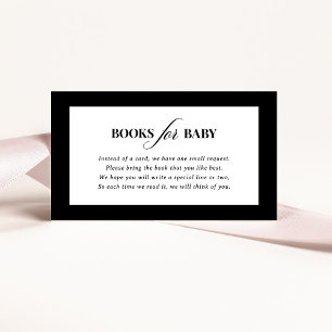 Carte D'accompagnement Luxe classique Livres en noir et blanc pour bébé
