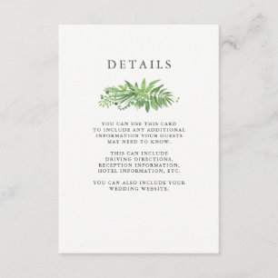 Carte D'accompagnement Luxe Feuille Green Botanical Mariage Détails du cl