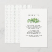Carte D'accompagnement Luxe Feuille Green Botanical Mariage Détails du cl (Devant / Derrière)