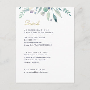Carte D'accompagnement Luxe Floral Détails Mariage