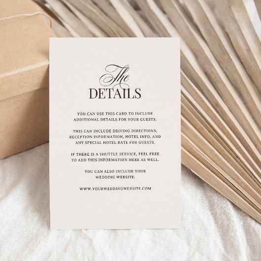 Carte D'accompagnement Luxe Ivory and Dark Brown | Wedding Guest Details