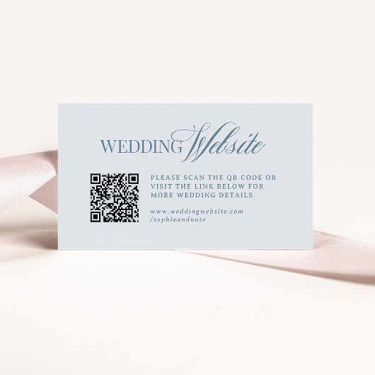 Carte D'accompagnement Luxe Light Dusty Blue | Code QR du site Web de mar