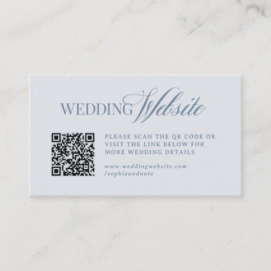 Carte D'accompagnement Luxe Light Dusty Blue | Wedding Website QR Code (Devant)