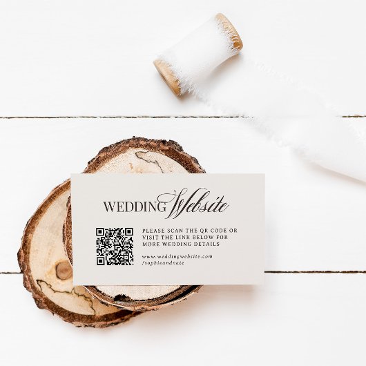 Carte D'accompagnement Luxe Marron et Ivoire | Code QR du site Web de mar