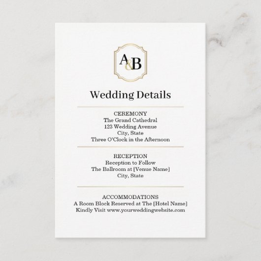 Carte d'Accompagnement Luxe Monogramme Impériale (Devant)