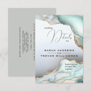 Carte D'accompagnement Luxe Opal Turquoise Or Liquide d'alcool Encre