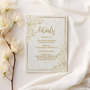 Carte D'accompagnement Luxe or blanc dentelle florale française Détails