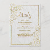 Carte D'accompagnement Luxe or blanc dentelle florale française Détails (Devant)