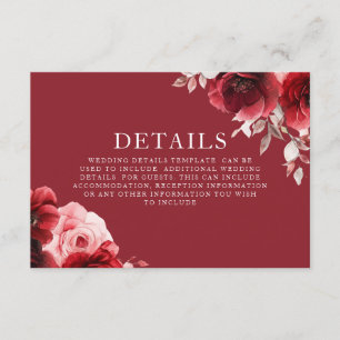 Carte D'accompagnement Luxe Radiance Ruby Red Roses Bloom Détails du Mari