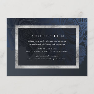 Carte D'accompagnement Luxe rose marine argent vintage réception botaniqu