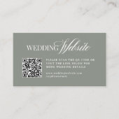Carte D'accompagnement Luxe Sage Green | Code QR du site web mariage (Devant)