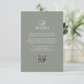 Carte D'accompagnement Luxe Sage Green | QR Code Mariage Détails de l'inv (Debout devant)