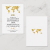 Carte D'accompagnement Luxe Travel World Map Détails du Mariage (Devant / Derrière)