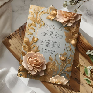 Carte D'accompagnement Luxueux motif floral d'inspiration Vintage Détails