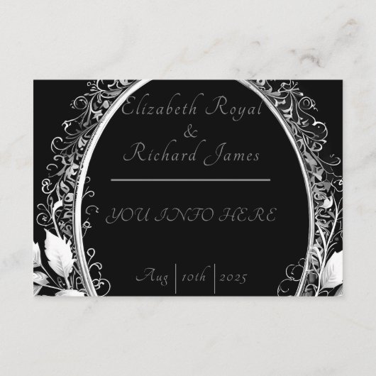 Carte D'accompagnement Luxueux thème mariage noir et or (Dos)