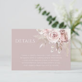 Carte D'accompagnement Luxury Blush Floral Botanal Mariage Détails (Debout devant)