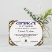 Carte D'accompagnement Luxury Certificate of Appreciation Award Template (Debout devant)