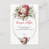 Carte D'accompagnement Luxury Gold Burgundy Floral Diaper Raffle Insert (Devant)