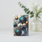Carte D'accompagnement Luxus Weihnachtskugeln Blau Gold Ornament (Debout devant)