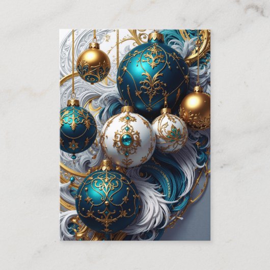 Carte D'accompagnement Luxus Weihnachtskugeln Blau Gold Ornament (Devant)