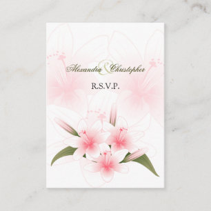 Carte D'accompagnement Lys rose et blanc RSVP Minicard