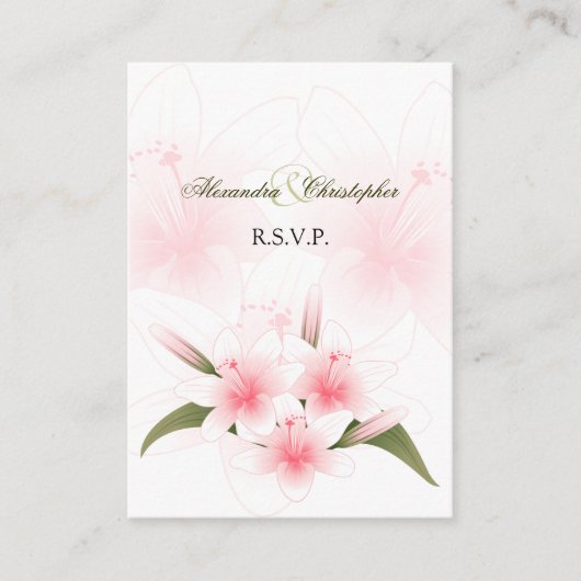 Carte D'accompagnement Lys rose et blanc RSVP Minicard (Devant)