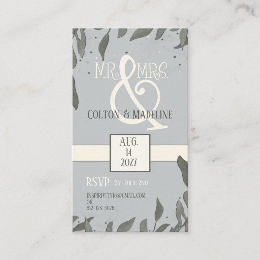 Carte D'accompagnement M. et Mme Simple Feuille Modernité Inspiritisme (Devant)