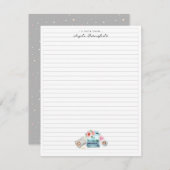 Carte D'accompagnement Machine à écrire aquarelle | Monogramme (Devant / Derrière)