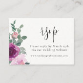 Carte D'accompagnement Magenta Blush Pink Floral Ivory RSVP (Devant)
