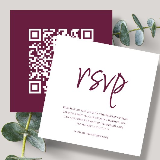 Carte D'accompagnement Magenta | Code QR | Réponse au mariage
