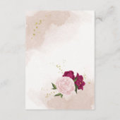 Carte D'accompagnement magenta fleurs roses feuilles verts (Dos)