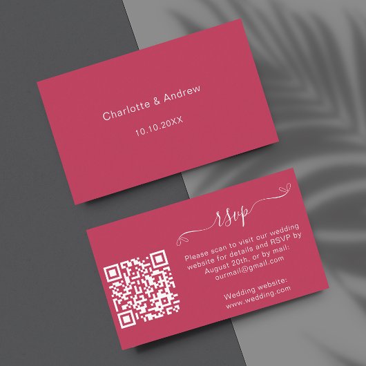 Carte D'accompagnement Magenta mariage site de réponse QR code RSVP