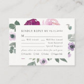 Carte D'accompagnement Magenta Pink Floral Ivory RSVP (Devant)