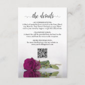 Carte D'accompagnement Magenta Rose Elegant Wedding Details QR Code (Devant)