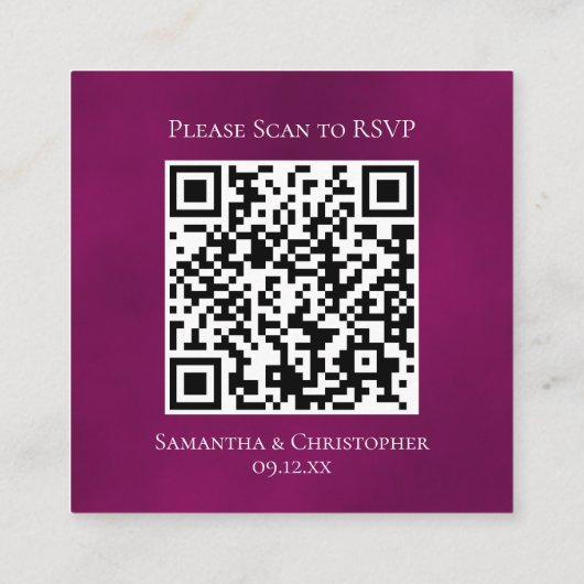 Carte D'accompagnement Magenta Rose Mariage élégant RSVP QR Code (Dos)