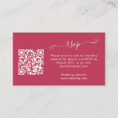 Carte D'accompagnement Magenta rose mariage site de réponse QR code RSVP (Dos)