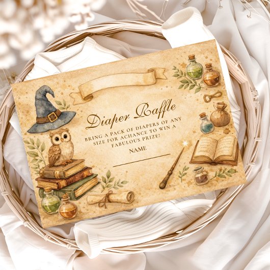 Carte D'accompagnement Magical Spellbook Wizard Diapper Raffle