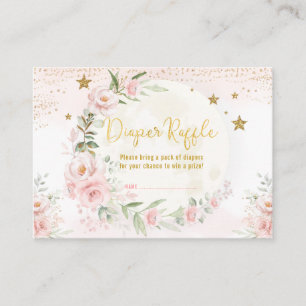 Carte D'accompagnement Magique Lune Stars Blush Gold Floral Diaper Raffle