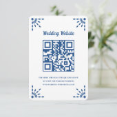 Carte D'accompagnement Magnifique Blue Papel Picado Mariage QR Code (Debout devant)